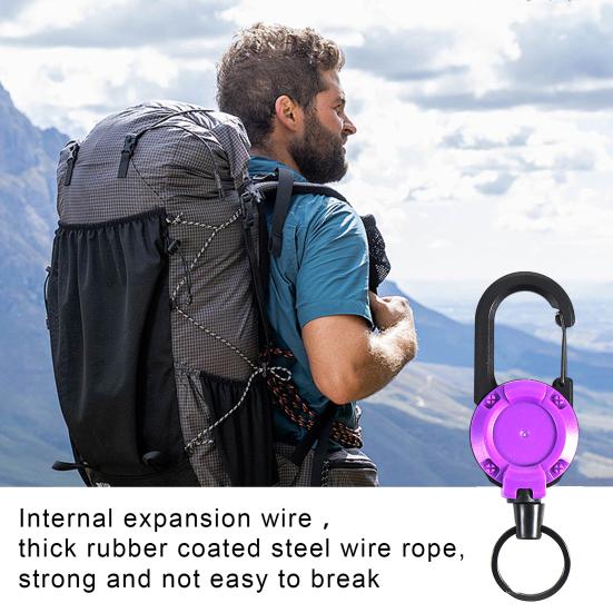 Portachiavi Portatile Retrattile Moschettone Porta Badge Forte Portata Dimensioni Compatte Portatile Clip Portachiavi Telescopico Accessori da Campeggio