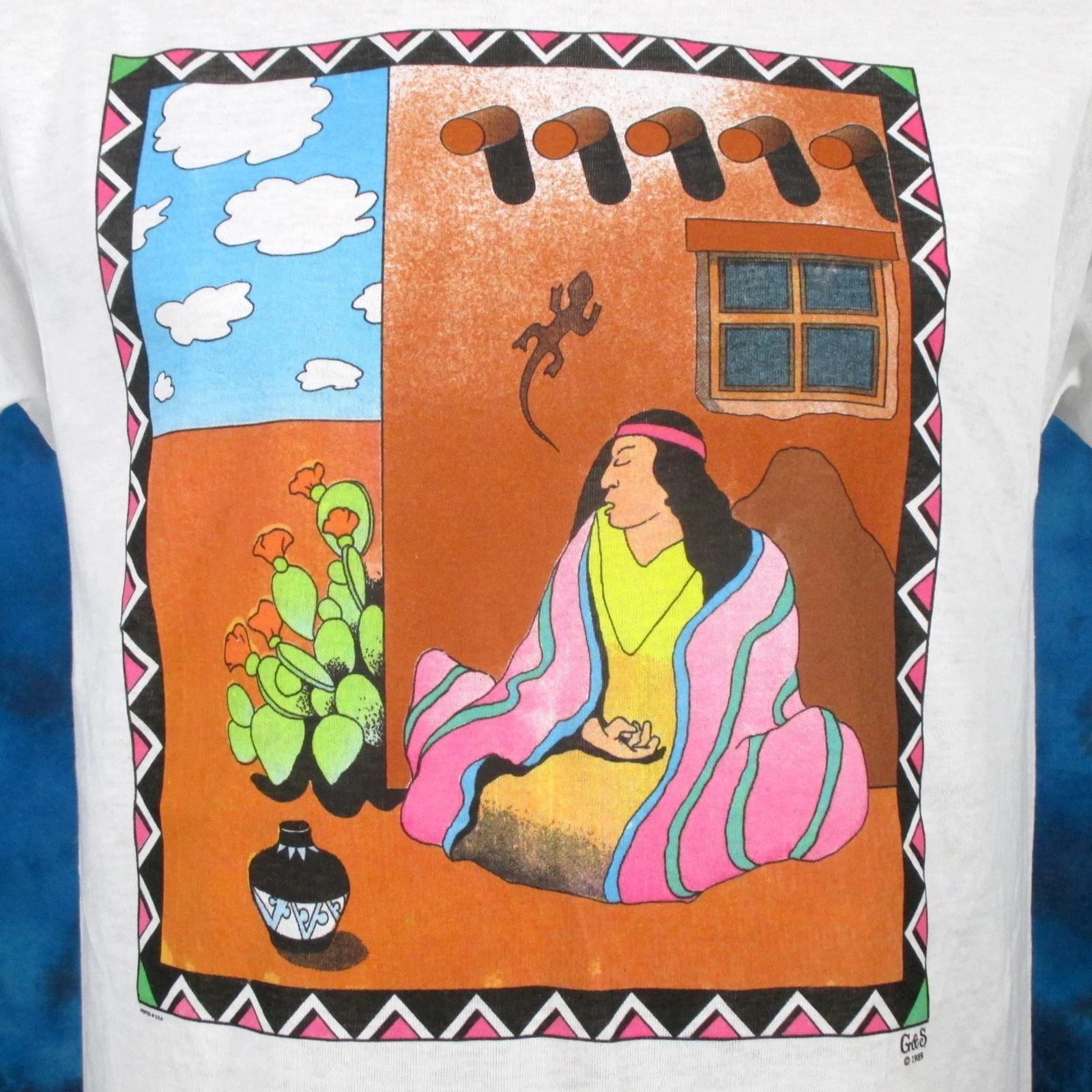 

NOS vintage 80s NATIVE AMERICAN single stitch T-Shirt SMALL zuni indian thin XL
