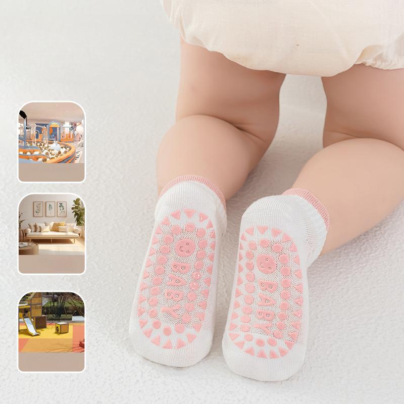 Șosete de trambulină pentru bebeluși, din bumbac ușor, antiderapante, pentru podea, pentru sugari și copii mici, 4 perechi de șosete cu plasă lipicioasă, tip barcă