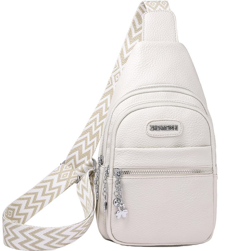 Women Chest Bag PU Leather Fashion Shoulder Bag Simple Casual Chest Waist Pocket