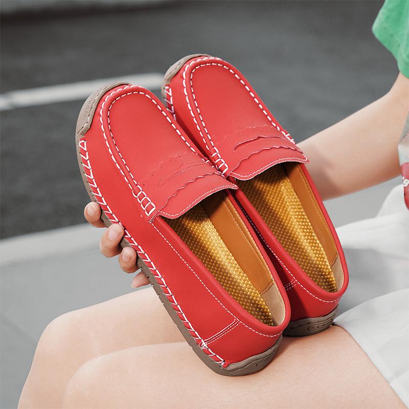 Hand-stitched Women Casual Shoes Loafers Slip On Driving Shoes Moccasins Women Flats Shoes