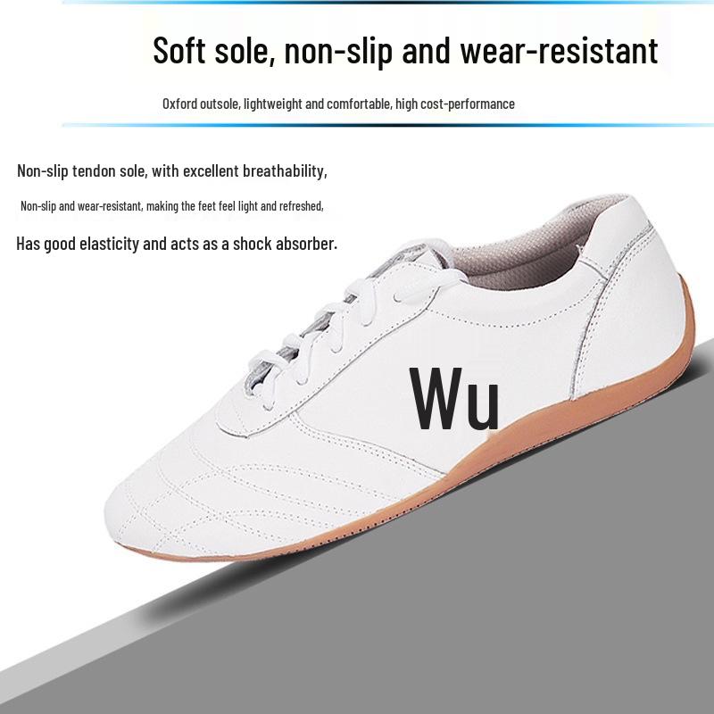 Unisex Breathable Cowhide Tai Chi Training Shoes with Beef Tendon Sole