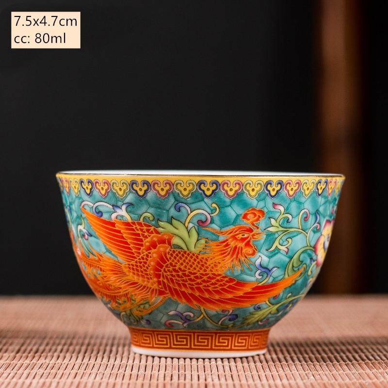 Ceramics Sancai Gaiwan Bowl Dragon and Phoenix Master Cup Tea Cup Handmade Enamel Color Tea Bowl High-end Respect Tea Set