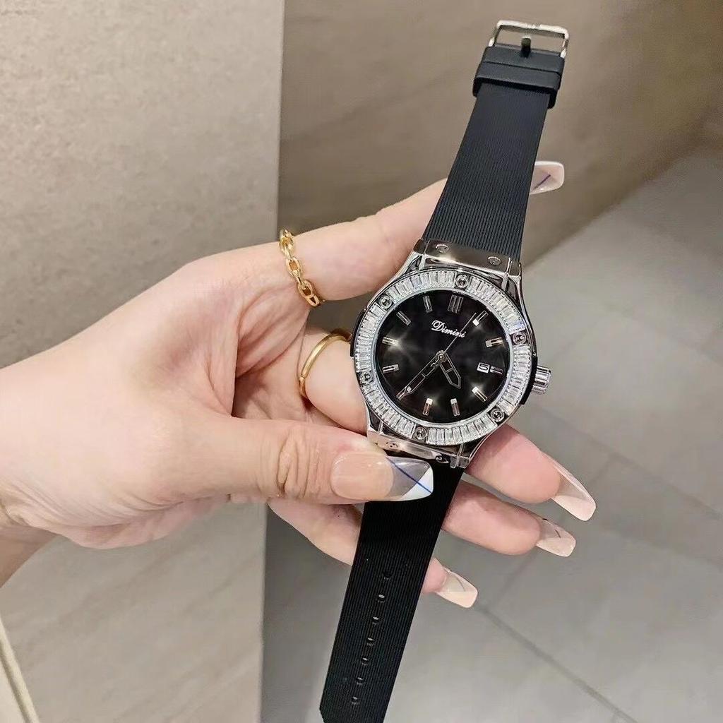 Watch Lady Domineering Personality Silicone Strap Sports Timing Running Seconds Large Dial Women'S Watch Diamond Waterproof