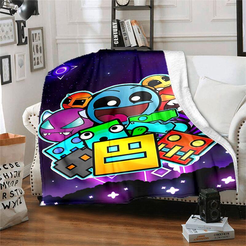 1pc Blanket Geometry Dash1 Print Design, Lightweight Blanket for Sofa, Bed- Soft &Warm, Gift for All Seasons like Christmas, Halloween