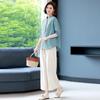 Trendy 2023 Cotton-Linen Two-Piece Set: Short-Sleeved Shirt & Summer Suit for Middle-Aged Moms