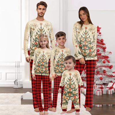 Christmas Prints Family Matching Long Sleeve Tops+Pants Set Family Matching Sets