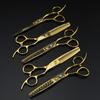 6" Gold Damascus Straight & Serrated Hairdressing Scissors