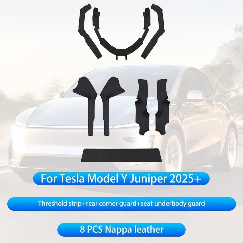 For Tesla Model Y Juniper 2025+ Center Console Two Side Panel Anti Kick Pad Protector Leather Sticker Foot Cover Car Accessories