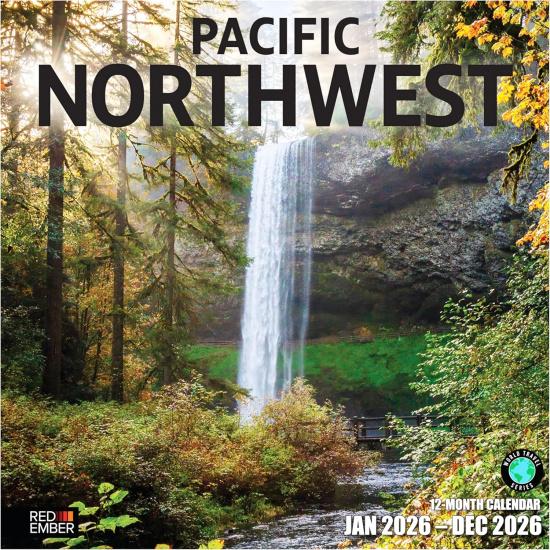 RED EMBER Pacific Northwest 2026 Wall Calendar 12 Month | 12  x 24  Open | Thick & Sturdy Paper | Holiday Gift | Oregon Coast Travel Calendar 2026 New 2026
