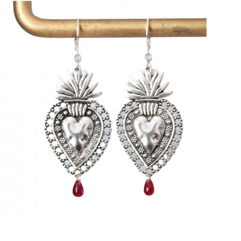 Gold Red Blood Drop Oath Earrings