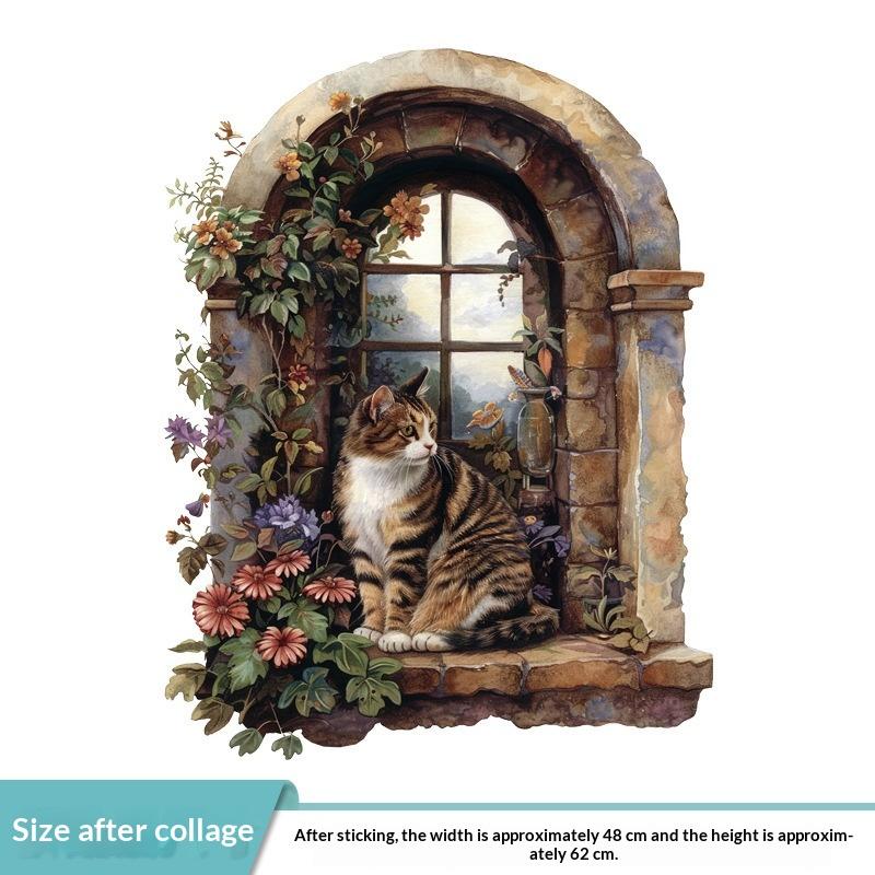 1 Stück Fenster-Landschafts-Druck PVC Flach 2D Selbstklebend Simulation Wandaufkleber Wohnzimmer Wandkunst Dekor
