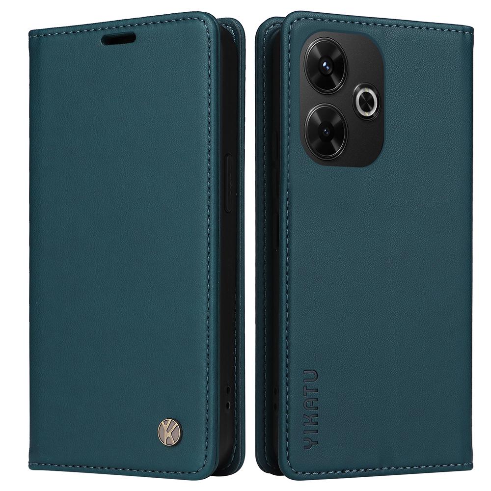 

YIKATU YK-001 Для Xiaomi Redmi 13 5G/13 4G Чехол Кожаный чехол для телефона Магнитная застежка Green