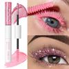 2 in 1 Matte Pink Mascara Eyelashes Blue Green Red Colorful Waterproof Curling Diamond Glitter Mascara Lasting Eye Makeup Tools