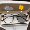 New Trendy Photochromic Myopia Glasses Luxury Designer Anti Blue Light Eyeglasses Women Men Color Changing Minus Sight Glasses