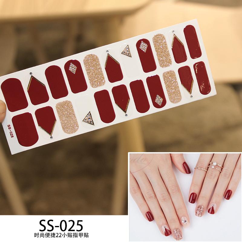 22pcs Sheet Laser Bronzing Full Cover Nail Stickers Long Lasting Tearable Cute Nail Art Wraps Design