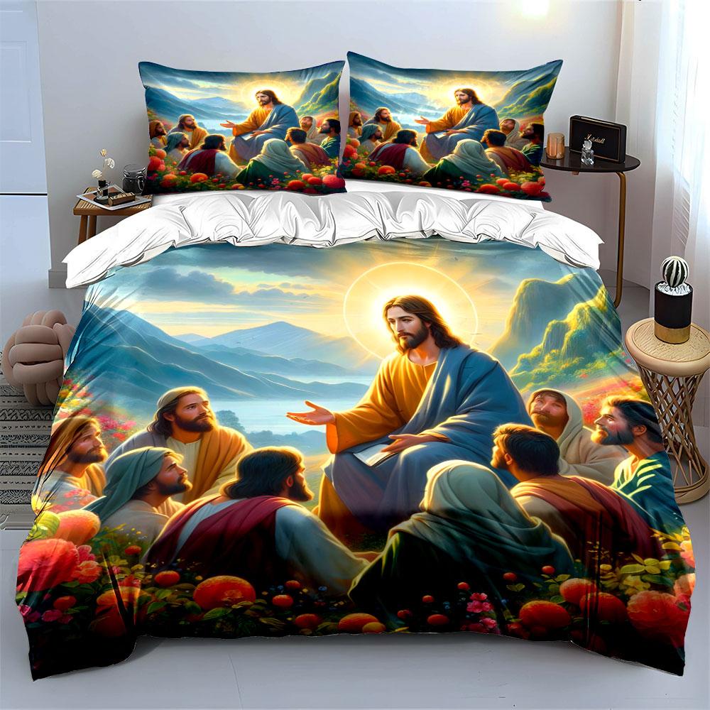 Title: Spiritual Teachings In Serene Nature Exquisite Three-Piece Bedding Set Gift For Kids And Adults