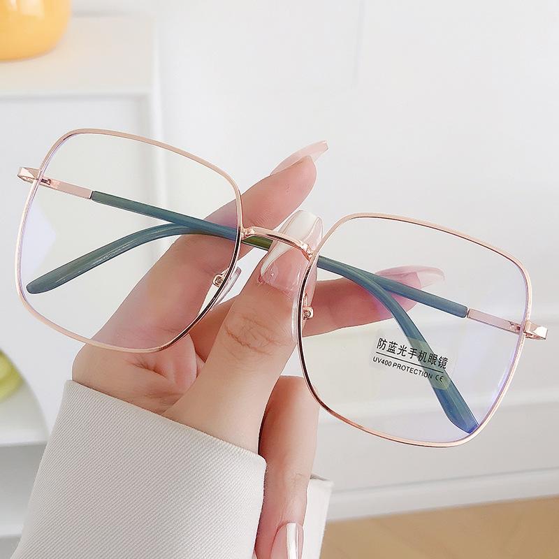 Anti-Blue Flat Glasses Women'S Literary Retro Metal Glasses Large Frame Men'S Glasses Frame