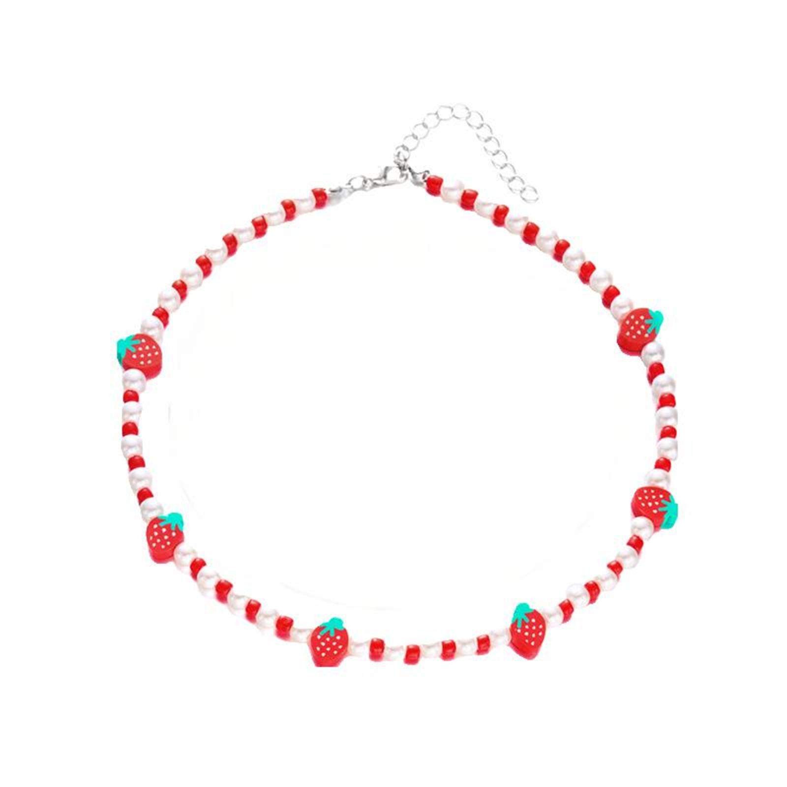 

ожерелье из натурального жемчуга, короткое ожерелье, длинное ожерелье для лета, ожерелье из натуральных бусин для девочек-подростков, украшения ручной работы в богемном стиле one size красный