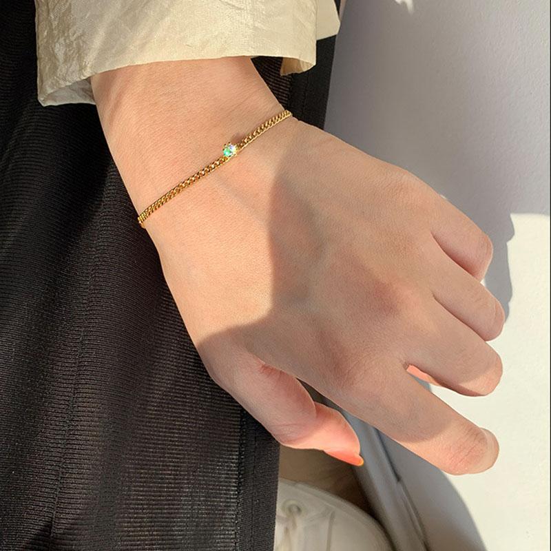 ANENJERY Jediný zirkonový náramek ženský zlatý řetízek jednoduché šperky