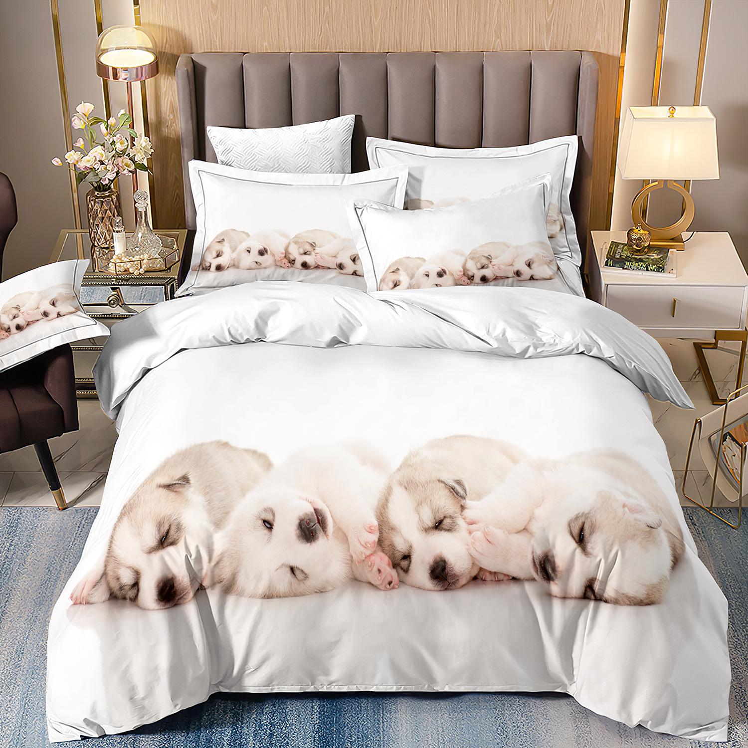 

3D Printing Three-Piece Set, Pet Dog Children S Bedding, Home Textile Quilt Set Four-Piece Set cover 70 * 133 and 50 * 75 * 1