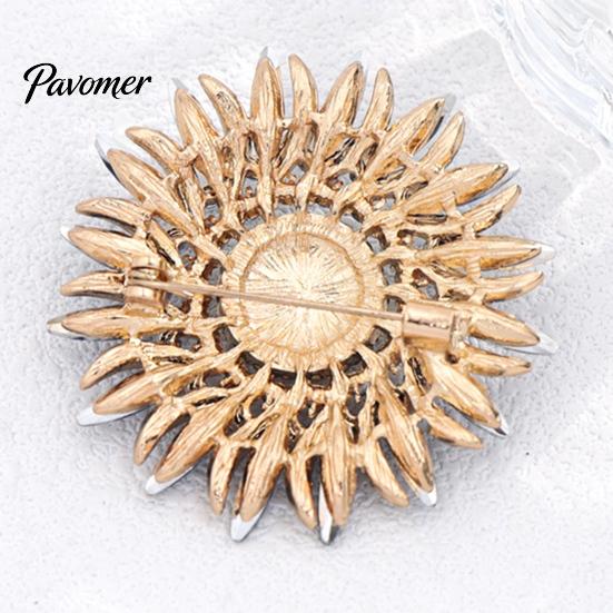 Daily Wear Brooch Retro Rhinestone Sunflower Pin, Floral Lapel Pin with Faux Decorative Alloy Pearl, Metal Flower Badge for Women, Clothing