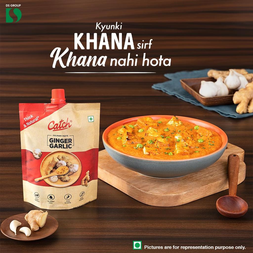 Catch Ginger Garlic Paste 200 g Pack | Ready To Use Thick Grainy Paste For Curries Gravies & Everyday Cooking | Fresh Flavor No Added Color