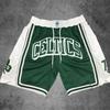 Shorts Deportivos Americanos Bordados Celtics Mixiu para Hombre Retro de Secado Rápido Transpirables Street Shorts Shorts de Baloncesto
