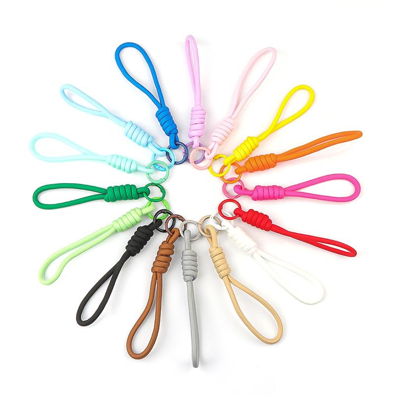 5 pièces/lot Porte-clés tressé coloré Lanière pour téléphone portable Corde à nœud anti-perte Sangle Porte-clés Hommes Femmes Accessoires Porte-clés de voiture