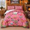 Christmas 3Pcs Bedding Set 1 Bed Sheet 2 Pillowcases Printed Bedroom Bedding Holiday Gift