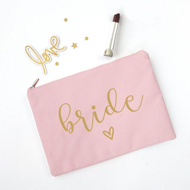 Team Bride Makeup Bag Bachelorette Party Cosmetic Bags Bridesmaid Toiletries Organizer Female Storage Make Up Case Wedding Gifts