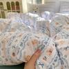 Lilanghua 'Joy of Rabbits' Washed Cotton Knitted Double Gauze 4-Piece Bedding Set