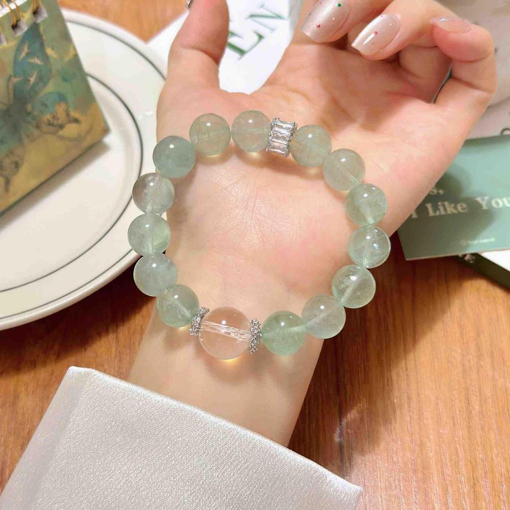 2025 Elegant Mint Green Crystal Bracelet: Women's Exquisite New Chinese Style, High-End Fashion with Whitening Effect.