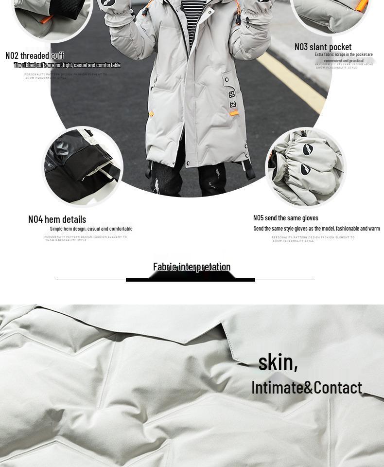 Boys' Winter Mid-Length Cotton Coat 2024 - Thick, Trendy Down Jacket for Kids