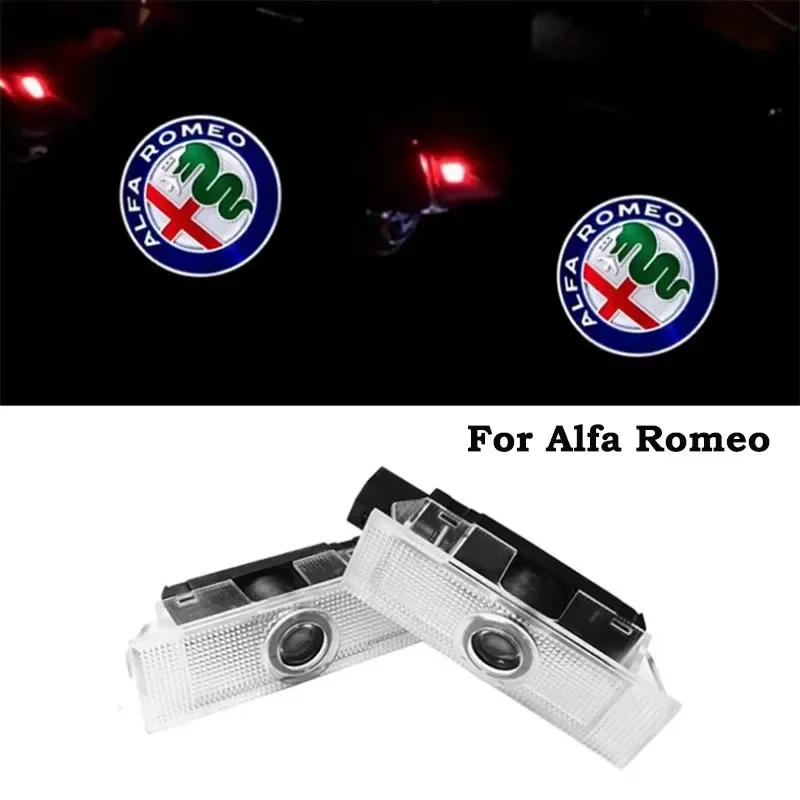 for Welcome Light For Alfa Romeo LED Car Door Welcome Light Logo Projector Giulia Giulietta Mito Stelvio Brera 147 156 159 zl9