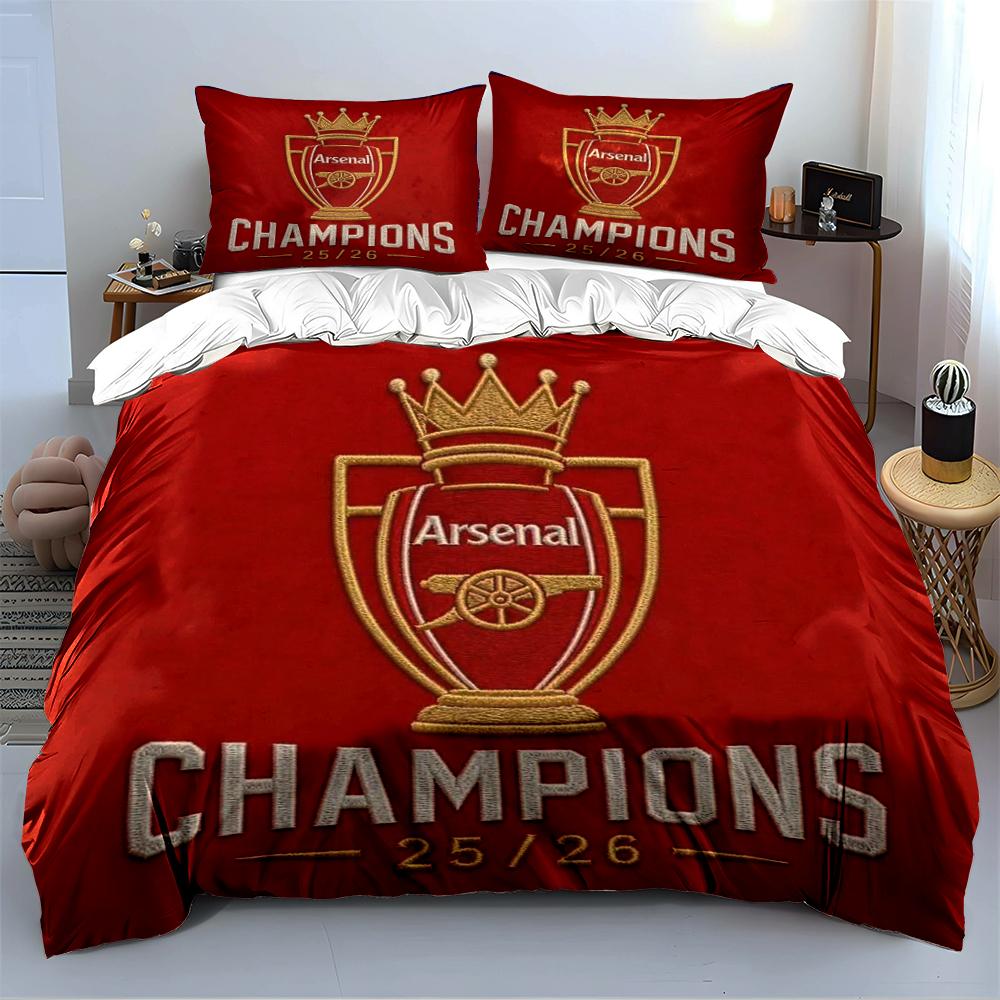 Arsenal Campioni Set Biancheria da Letto Biancheria Copripiumino Set Copripiumino Federe Decorazioni per la Casa (1 * Copripiumino 2 * Federe, senza piumino)