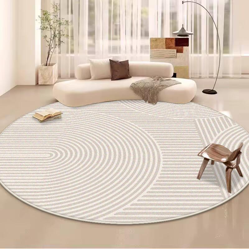 Simple Style Large Living Room Round Rugs Striped Decoration Home Sofa Area Fluffy Plush Carpet Bedroom Non-slip Chair Mat Floor