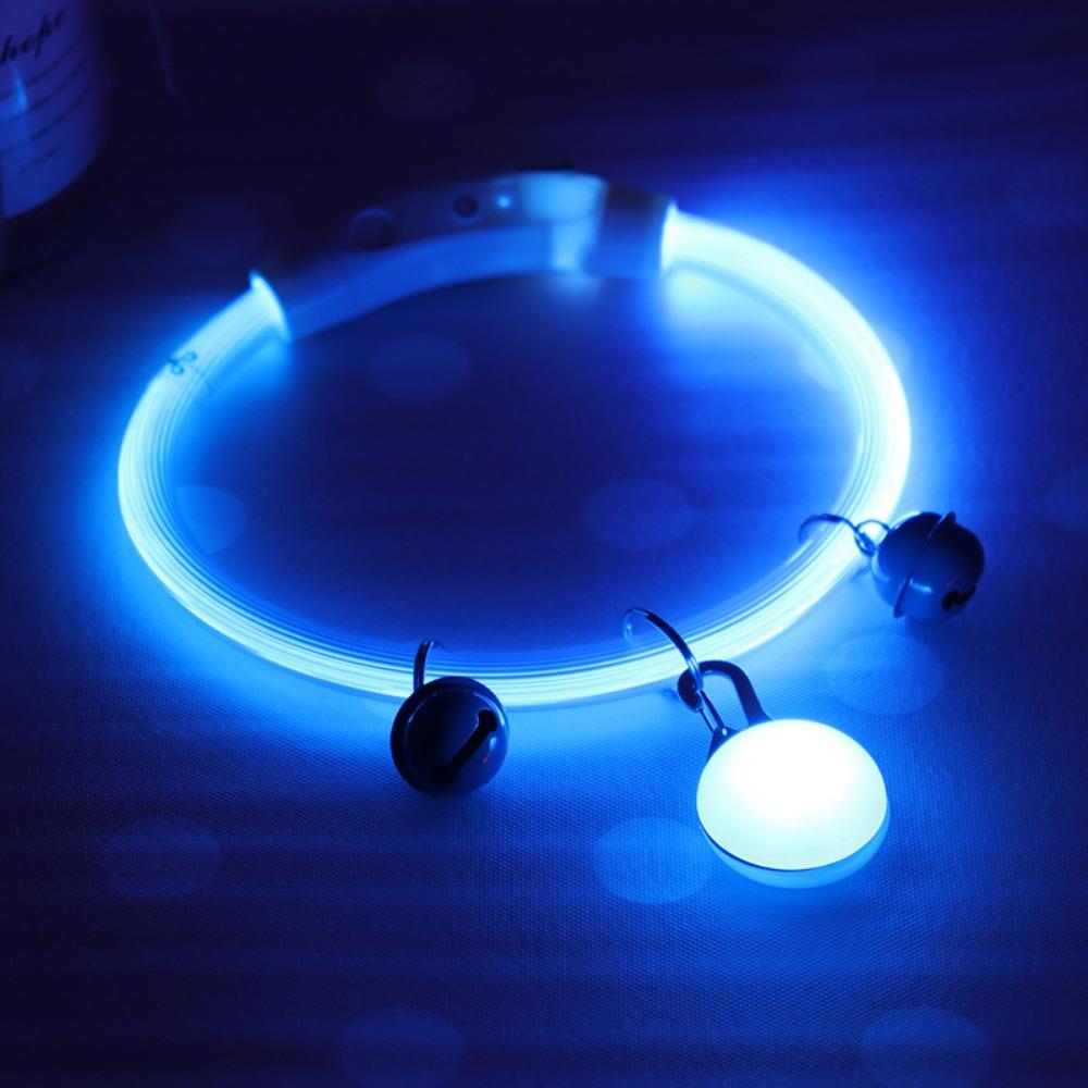 

Adjustable Size LED Dog Collar Multi-Color Light Detachable Pendant Luminous Dog Collar Bright LED PVC Material Pet Light Collar length 30cm синій