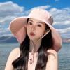 UPF50+ Womens Sun Hat Summer Ponytail Opening Wide Brim Foldable Travel Beach Fishermans Hat for Outdoor Activities