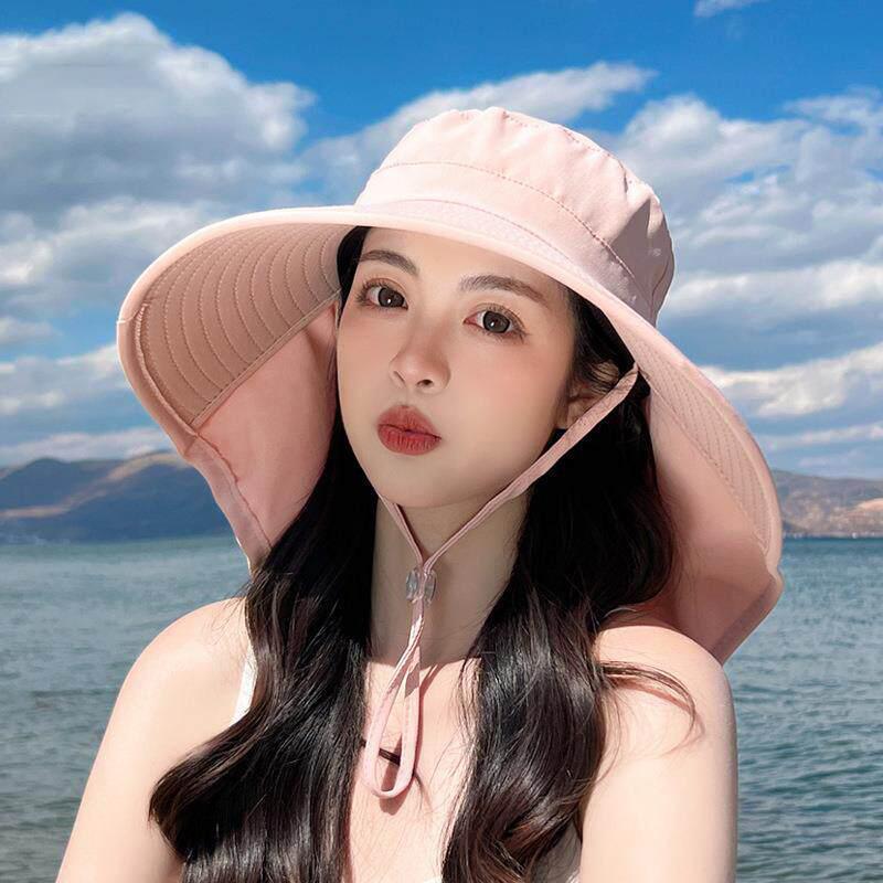 UPF50+ Womens Sun Hat Summer Ponytail Opening Wide Brim Foldable Travel Beach Fishermans Hat for Outdoor Activities