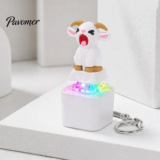 Animal Decompression Keychain 1/2/3Pcs Screaming Goat Keyboard Fidget Toy, Rechargeable Sheep Finger Clicker Toy with Light Sound, Push Button Stress