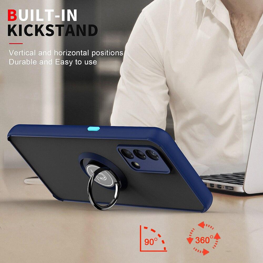 KEYSION Mote matt deksel for OPPO A74 A95 F19 Pro Gjennomsiktig støtsikkert ringstativ bakdeksel for OPPO Reno 6 5 Lite 5F