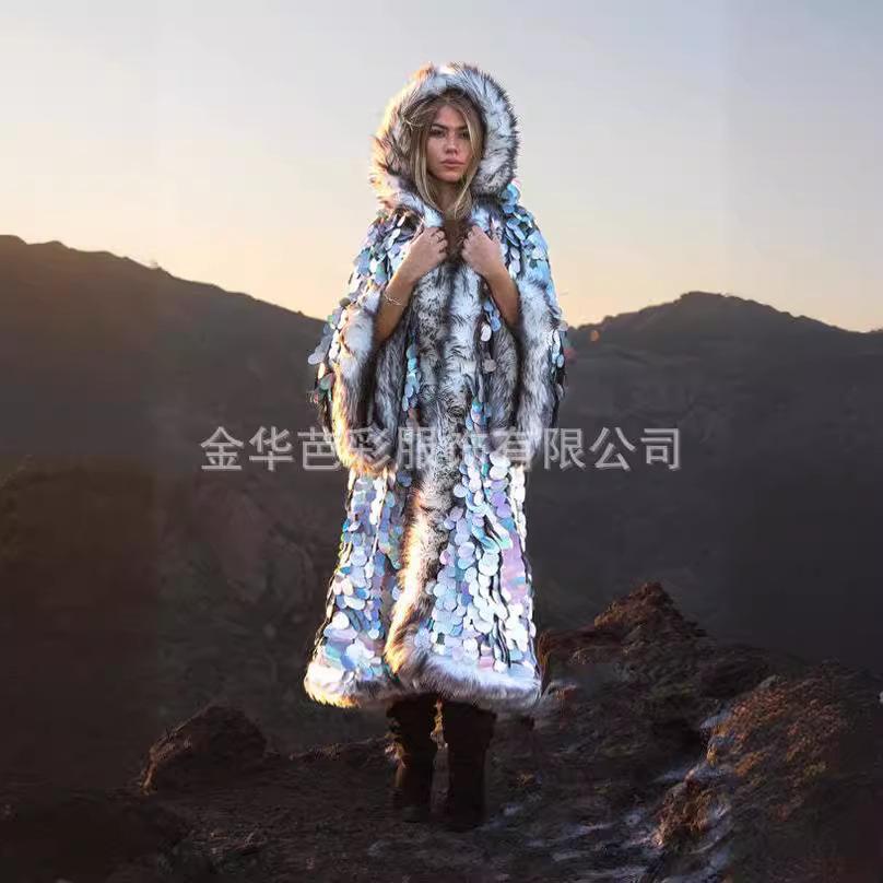 

Светодиодная куртка взрывная вечеринка с капюшоном аниме костюм женский костюм для выступлений блестки Хэллоуин карнавал Рождество S