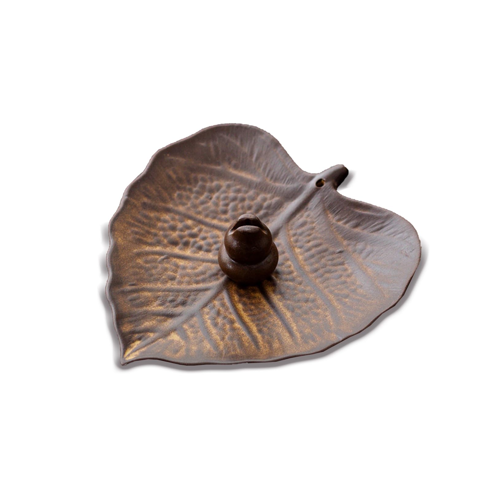 

Health Nest Stylish Leaf-Shaped Ceramic Incense Holder, Fits 3 Types of Incense, Ash-Proof, Japanese-Style Design, Perfect Gift (Antique Brown)