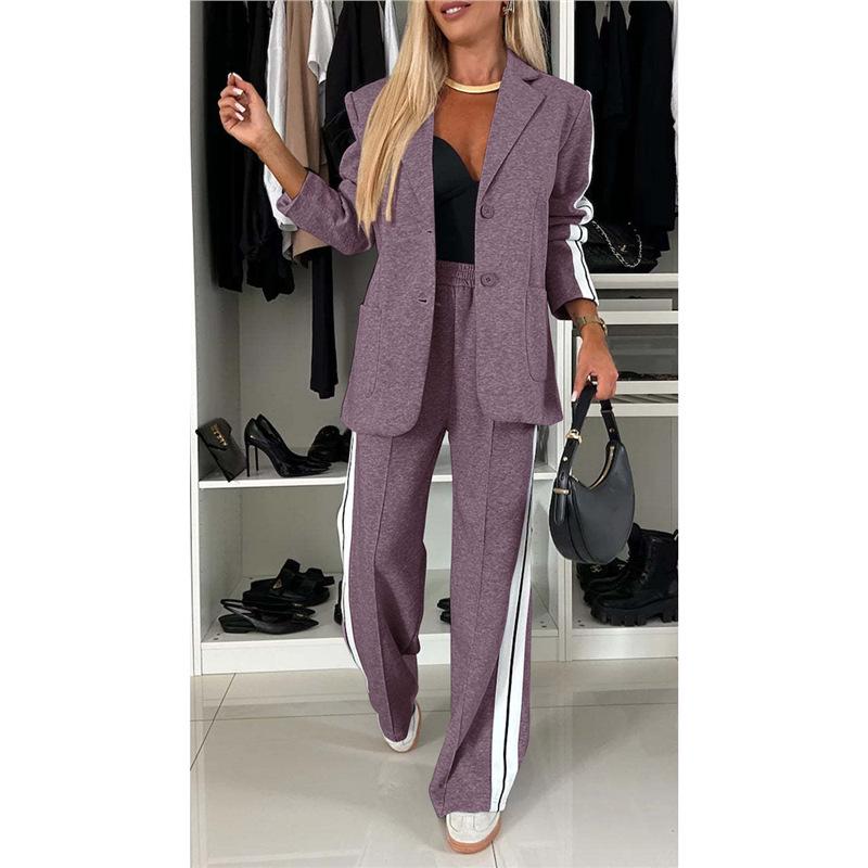 2026 Spring & Autumn Women's Long Sleeve Lapel Casual Suit Set (Two-Piece)