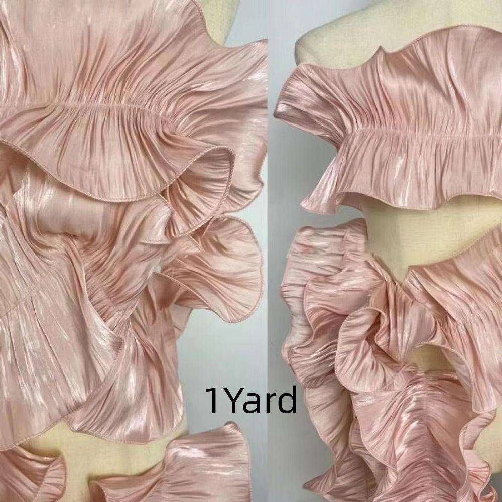 1Yard 18CM Wide Pleated Lace Ribbon Ruffle Lace Edge DIY Sewing Material