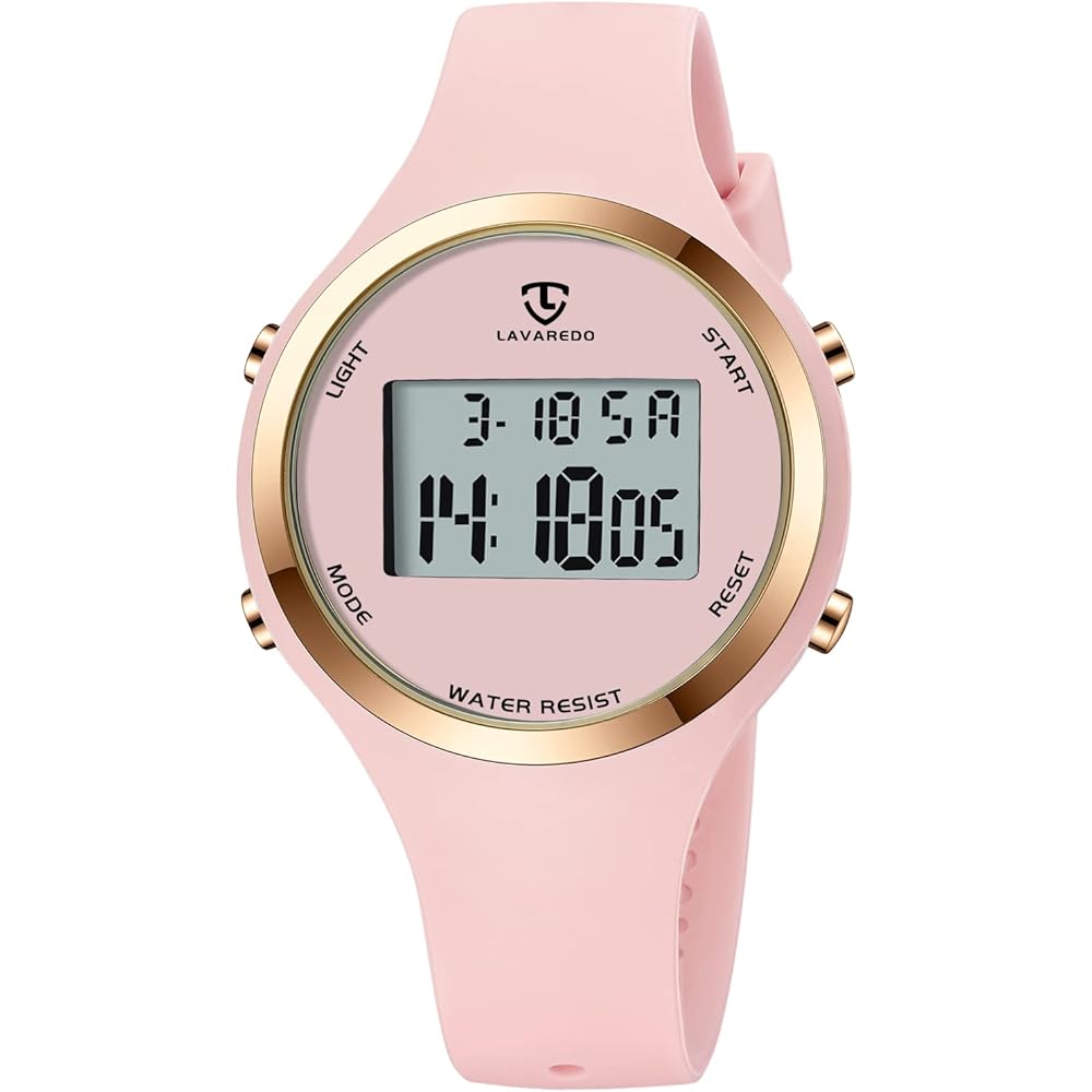 Fashion Digital Watch Pink Unisex Sports Multifunctional Waterproof Outdoor Timepiece