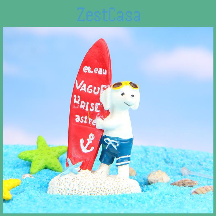Surfing Dog Resin Miniature For Diorama And Scene Decoration Gift Collectible