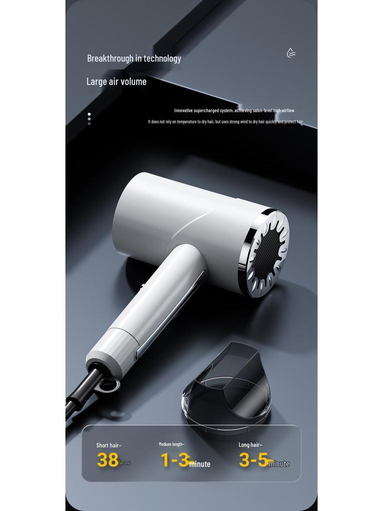 European-American High-Power Silent Ion Hair Dryer with Blue Light for Dorms (Japanese Standard)