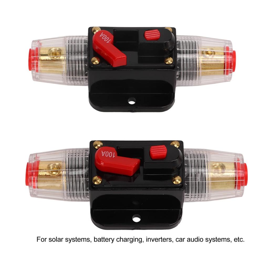 12 24V Inline Circuit Breaker, Lugs with Manual Reset Fuse Holder, Heat Shrink